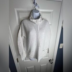 Dakini Women’s Medium Gray Cotton Blend Cowl Funnel Neck Sweater Top M *flaw